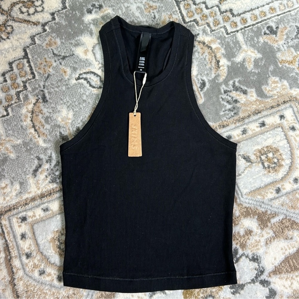 SKIMS Black Ribbed Tank Top